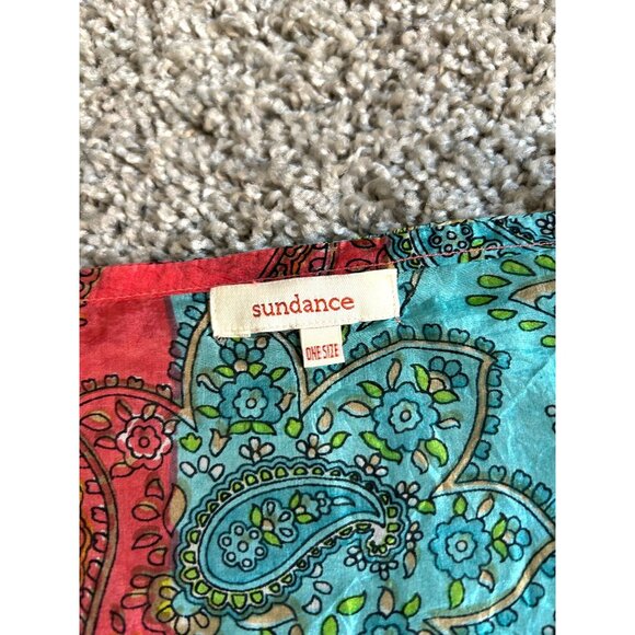 Sundance Women's Sz One Size 100% Silk Paisley Kaftan Tunic V-Neck Multicolor - Picture 6 of 8